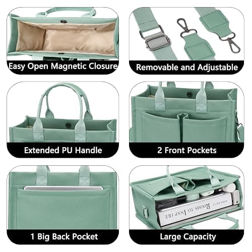 ZHMO Canvas Tote Bag for Women,Women's Bags Crossbody Bags Work Laptop Tote Bag Large Handbags Purse for Travel Nurse Teacher thumbnail 5