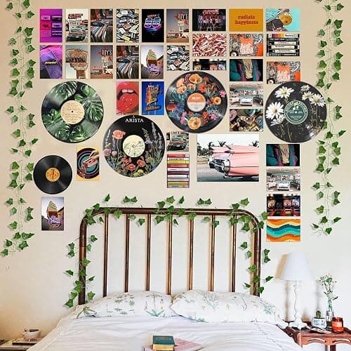 HK Studio Hippie Decor, Posters for Room Aesthetic - Botanical Wall Art, Record Decor, 4pcs 12" thumbnail 9