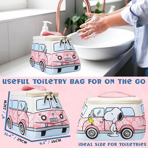 Get Trend Peanuts Snoopy Toiletry Bag Women Teens Travel Essentials Girls Makeup Bag Gifts for Her (Pink Snoopy) thumbnail 6