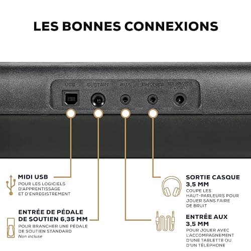 Alesis Melody 61 Piano Numérique 61 Touches pour Débutants avec Haut-Parleurs, Support, Banc, Casque, Pupitre, 300 Sons et des Leçons de Musique thumbnail 7