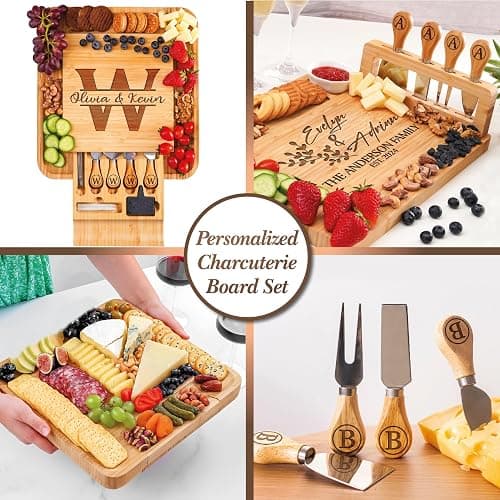 Personalized Charcuterie Board Gifts Set, Custom Large Cheese Board, Charcuterie Board for Wedding, Anniversary, Birthday, Housewarming, Engagement, Party, New Home Gift Couple, Fathers Day, Christmas thumbnail 2