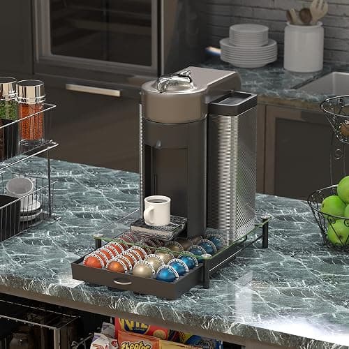 Deco Brothers Tempered Glass Vertuo Pod Holder, Fits 24 Large/48 Small Pods | Compatible with Nespresso Capsule, Black thumbnail 2