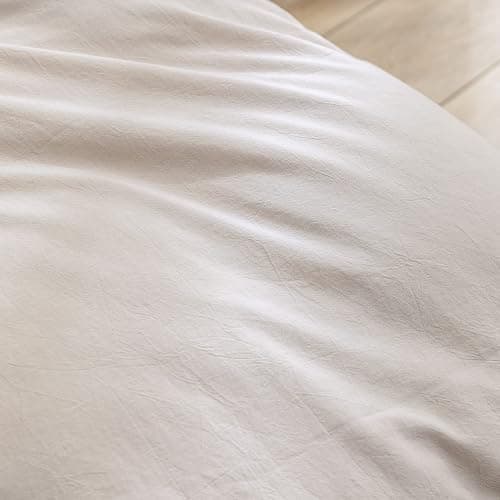 BESTOUCH Duvet Cover Set 100% Washed Cotton Linen Feel Super Soft Comfortable Chic Lightweight 3 PCs Home Bedding Set Solid Linen Grey Queen | Super Soft, Comfortable, Linen Feel, Lightweight, Chic, Solid, Home Bedding Set thumbnail 6