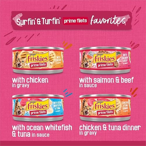 Purina Friskies Gravy Wet Cat Food Variety Pack, Surfin’ and Turfin’ Prime Filets Favorites - (Pack of 40) 5.5 oz. Cans thumbnail 3