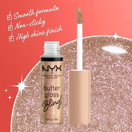 NYX PROFESSIONAL MAKEUP Butter Gloss Bling Lip Gloss, Non Sticky and Shiny Vegan Lip Makeup - Bring The Bling thumbnail 4