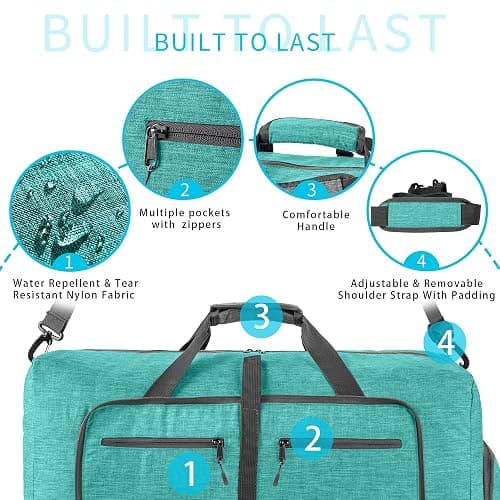 Vomgomfom 65L/85L/115L Foldable Travel Duffle Bag, Lightweight Checked Luggage with Shoe Compartment, Water-Resistant Weekender Overnight Bag for Men & Women thumbnail 4