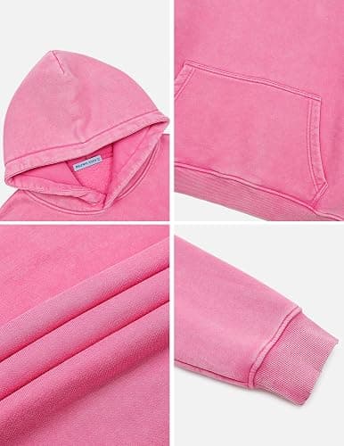 Aelfric Eden Hoodies Mens Acid Wash Hoodie Oversized Vintage Heavyweight Cotton Fleece Hooded Pullover Sweatshirt thumbnail 5