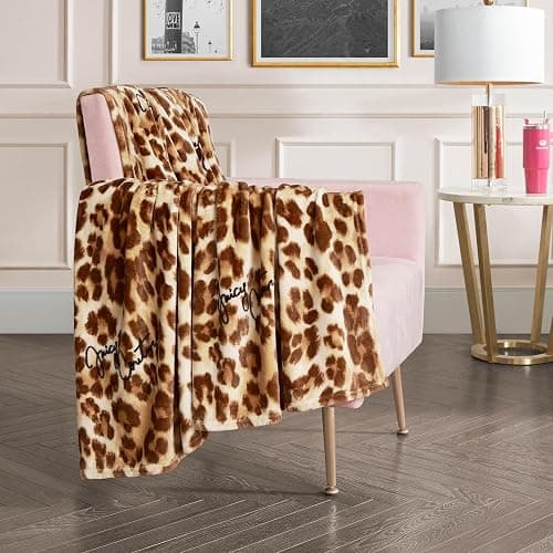 Juicy Couture - Throw Blanket | Regent Leopard | Plush and Cozy | Decorative Blankets for Sofas, Chairs and Beds| Luxurious and Soft | Chic Home Decor | Measures 50" x 70" | Brown thumbnail 3