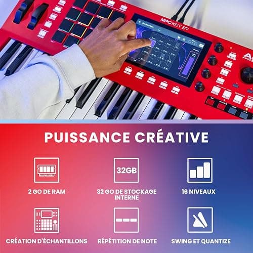 Akai Professional MPC Key 37 Synthétiseur de Production Autonome, Boîte à Rythmes, Clavier MIDI, avec Wi-Fi, Bluetooth, Écran Tactile, Plug-ins et Intégration Native Instruments thumbnail 4