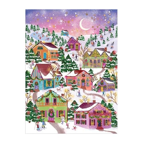 Galison Snowcap Village – 1000 Piece Foil Joy Laforme Jigsaw Puzzle Featuring Beautiful Artwork of Snowcapped Village During Christmas thumbnail 2