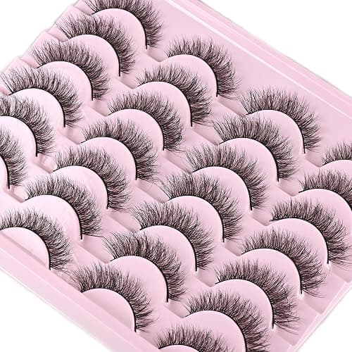 FARRED Natural Lashes Short Eyelashes Wispy False Mink Lash Pack 14 Pair Natural Look Fluffy Cat Eye Strip Eyelash Small Fake Lashes Full Pestañas Sets for MUA and Beginners Daily Makeup (F1 | 8-14mm) thumbnail 7