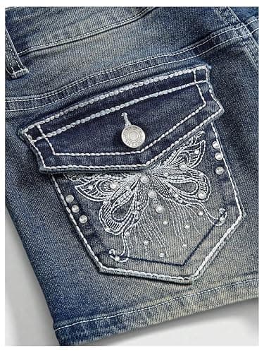 Milumia Women's Y2k Rhinestone Denim Shorts Gothic Low Waist Mini Jean Shorts thumbnail 3