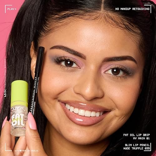 NYX Professional Makeup Kit Labbra con Matita Slim Lip e Gloss Fat Oil Lip Drip, Labbra Definite e Idratate, Finish Extra Brillante, Tonalità: Nude Truffle, My Main thumbnail 4