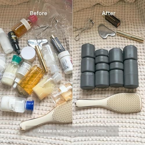 Cadence Travel Containers Basic Skincare Set - Magnetic Containers with Lids,Carry On Travel Essentials For Women/Men - 3 Small Capsules (0.56oz) - Cleanser, Moisturizer & Sun-Icon Labels - Charcoal thumbnail 4