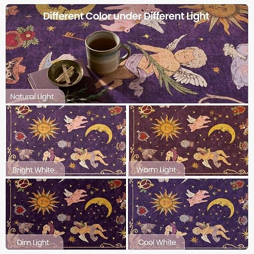 8x10 Celestial Sun Moon Unique Plum Dark Purple Soft Washable Area Rug | Low Pile Non-Slip Carpet with Vintage Whimsical Boho Decorative Pattern; Cottagecore Style for Living Rooms or Large Bedrooms thumbnail 8
