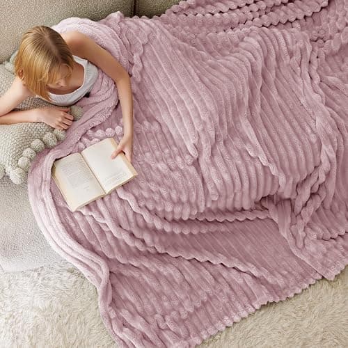 Bedsure GentleSoft Pink Fleece Blanket for Couch - Cozy Soft Blankets for Women, Cute Small Throws for Girls, 90x90 Inches thumbnail 4