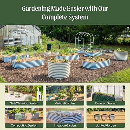 Vego garden Raised Garden Bed Kits, 17" Tall 9 in 1 8ft X 2ft Metal Raised Planter Bed for Vegetables Flowers Ground Planter Box-Modern Gray thumbnail 7