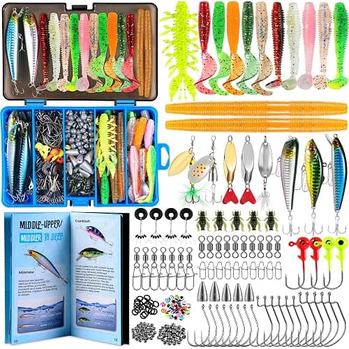 PLUSINNO Fishing Lures, 137Pcs Tackle Box with Tackle Included, Crankbaits, Spoon, Hooks, Weights & Other Accessories, Fishing Bait Lure Gear Kit Gift for Men Bass Freshwater - Image 1