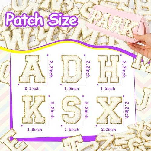 Self-Adhesive Chenille Letters Patches: 26PCS White Letter Patches Stickers Varsity Letter Patches Stick on Backpacks Hats Repair Preppy Patch thumbnail 2