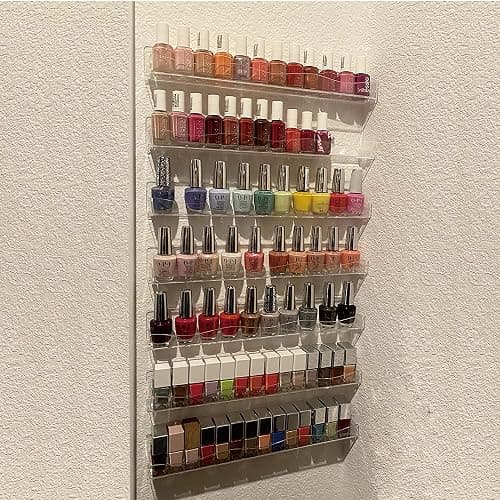 YMVV Clear Acrylic Nail Polish Rack Wall Mounted Shelf,6 Pack Organizer with Unique Wavy Lines,Nail Supplies for Techs,Great Display Salons Retailers thumbnail 5