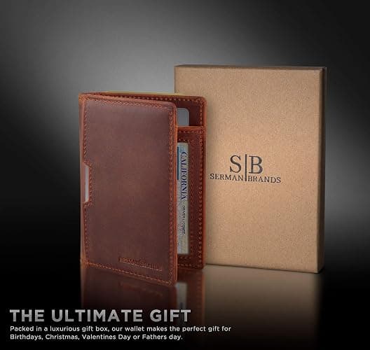 SERMAN BRANDS - Wallets for Men Slim Mens leather RFID Blocking Minimalist Card Front Pocket Bifold Travel Thin thumbnail 6