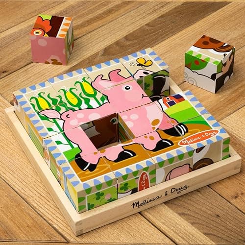 Melissa & Doug Farm Wooden Cube Puzzle with Storage Tray – 6-in-1 Animal Puzzle for Toddlers and Preschoolers – 16 Wooden Cubes – Farm Toy for Kids Ages 3+ - FSC Certified thumbnail 10