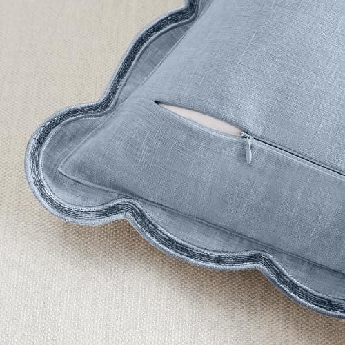 Ohocut Scalloped Pillow Cover Pack of 2 Spring Chenille Decorative Throw Pillow Covers Cute Boho Couch Pillow Covers Aesthetic Funky Preppy Pillow Cases for Sofa Living Room (Misty Blue, 18x18 Inch) thumbnail 5