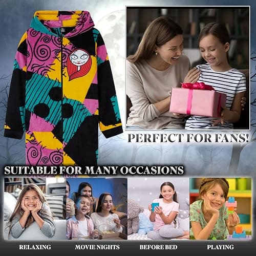 Disney Stitch Girls One Piece Pajamas with Hood, Fleece Sleepsuit - Kids Gift thumbnail 3