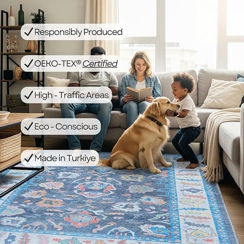Fame Rugs Blue Modern Oushak Rug 2'5x13, Vintage Turkish Colorful Oriental Antique Inspired Long Runner Rugs, Luxury Living Room Bedroom (387BNB, 2'5 x 13'1) thumbnail 6