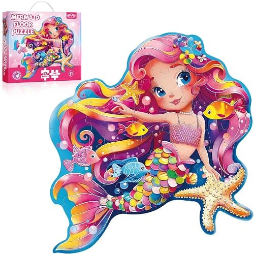 BenBen Floor Puzzles for Kids Ages 4-6, 52 Piece Mermaid Puzzle for Toddlers 3-5, Mermaid Toys Birthday Gift for Girls Boys thumbnail 9