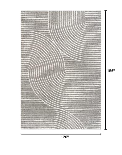 JONATHAN Y Hallie High-Low Curve Gray/Ivory Indoor/Outdoor Area Rug, 10x13, Minimalist, Pet Friendly, Non-Shedding, Stain Resistant, Hose-Washable for Backyard, Patio, Porch (SCN100A-13) thumbnail 2