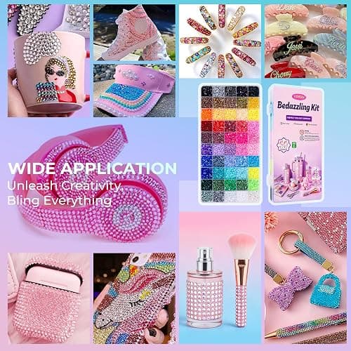 Bedazzling Kit 44000Pcs 50 Colors 3mm Resin Jelly Rhinestones - Diamond Art | Multicolor Flatback Gems Nail Crafting Makeup, with 4Pcs 10ml B7000 Jewelry Glue & Tools - Christmas Birthday Gifts for Women thumbnail 7