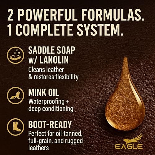Leather Boot Care Kit – Mink Oil, Saddle Soap for Leather, Applicators & Cloth – Leather Care Kit, Boot Leather Care Kit, Leather Shoe Care Kit for Cowboy Boots, Work Boots, Shoes, and Tack thumbnail 5