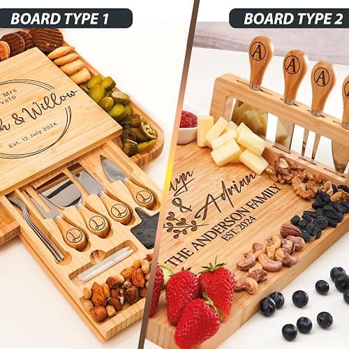 Personalized Charcuterie Board Gifts Set, Custom Large Cheese Board, Charcuterie Board for Wedding, Anniversary, Birthday, Housewarming, Engagement, Party, New Home Gift Couple, Fathers Day, Christmas thumbnail 3