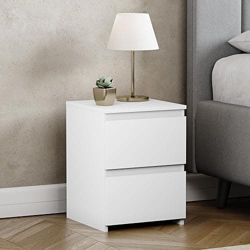Vida Designs Denver Table de Chevet 2 tiroirs Blanc - Image 1