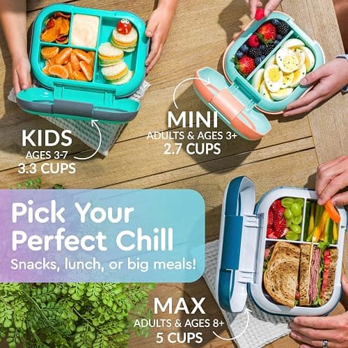Bentgo Chill Kids Leak-Proof Lunch Box - 4-Compartment Bento Box with Built-In Ice Pack, 3.3 Cup Capacity, PFAS & BPA-Free, Microwave & Dishwasher Safe, Ideal Size for Ages 3 to 7 (Vivid Orchid) thumbnail 7
