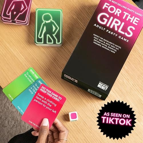 For The Girls Card Game by Relatable, The Viral Girls Night Adult Party Game, Great for Bachelorette Party Games, Girls Weekends and Fun Girls Trips, Includes a die, and 400 Cards Across 5 Categories thumbnail 2