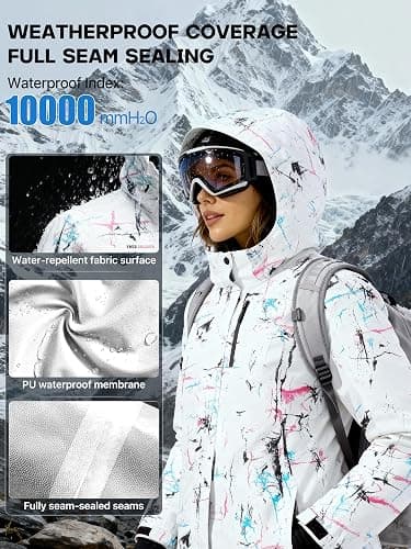 FREE SOLDIER Women's Waterproof Ski Snow Jacket Fleece Lined Warm Winter Rain Jacket with Hood Fully Taped Seams thumbnail 4