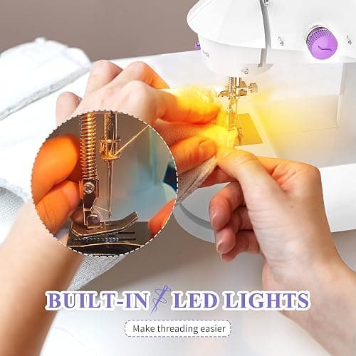 KPCB Tech Sewing Machine for Beginners [Full Set] with Finger Guard and Fabric Bundles - Mini Sewing Machine with Sewing Kits, Foot Pedal, US Adapter and Extension Table thumbnail 7