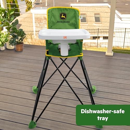 Bright Starts John Deere Pop 'N Dine Portable High Chair, Indoor/Outdoor, Dishwasher Safe Tray, Easy to Fold, Unisex, Green, 6 Months + thumbnail 8