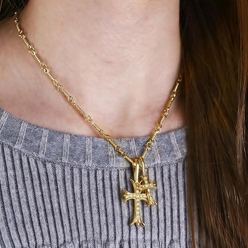 Buyongwant Double Cross Necklace Y2k Irregular Trend Hip Hop Fashion Retro Pendant Jewelry thumbnail 7