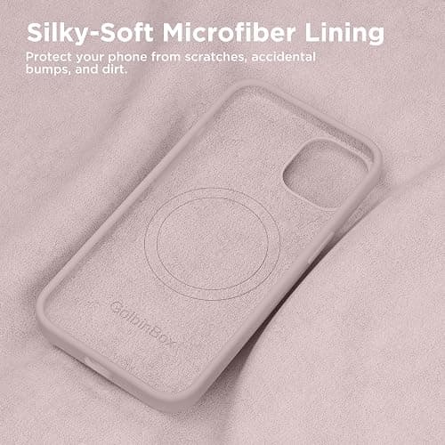 GolbinBox Magnetic for iPhone 13 Case & iPhone 14 Case, Compatible with MagSafe, [Soft Anti-Scratch Microfiber Lining], Slim Liquid Silicone Shockproof Protective Phone Case 6.1 inch, Light Taro thumbnail 7