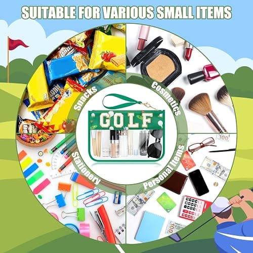 BuyCard Golf Gifts Makeup Bag with Chenille Letter Patch, Clear Cosmetic Pouch PVC Organizer Purse, Waterproof Travel Bag, Portable Toiletry Storage Bag for Her Friends thumbnail 5