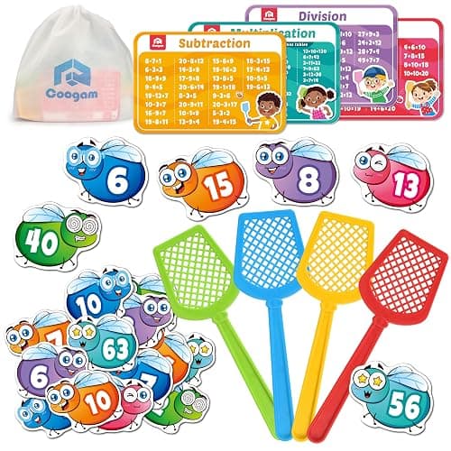 Coogam Math Counting Game, Math Manipulative Learning Swat The Fly Cards, Practice with Addition, Subtraction, Multiplication & Division, 1st 2nd & 3rd Grade Educational Toy for Homeschool - Image 1