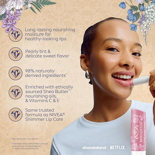 NIVEA Lip Care, Bridgerton Limited Edition Moisturizing Lip Balms with Shea Butter, Blackberry Pie, Peach Tea, Rose Meringue, and Vanilla Biscuit, Four 0.17 Oz Sticks thumbnail 4