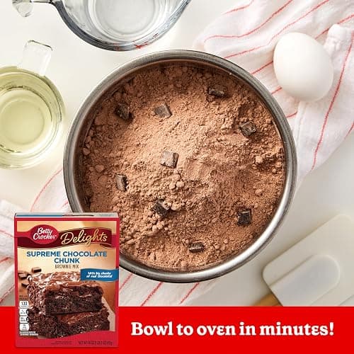 Betty Crocker Supreme Chocolate Chunk Brownie Mix, 18 oz | Fudgier Texture Vs. Prior Recipe, Big Chunks Of Real Chocolate, Makes 16 Servings, Party & Gift Ready thumbnail 4