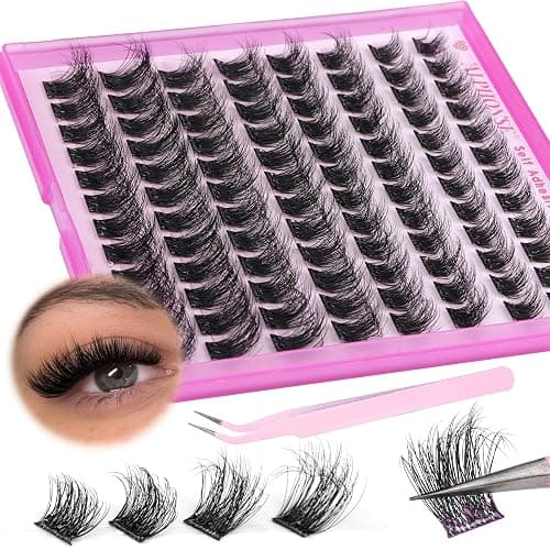 ALPHONSE Self Adhesive Lash Clusters Reusable Self Adhesive Eyelashes Fluffier Press on Lashes Extension No Glue Needed 10-16mm Glueless Lashes Clusters with Tweezers - Image 1