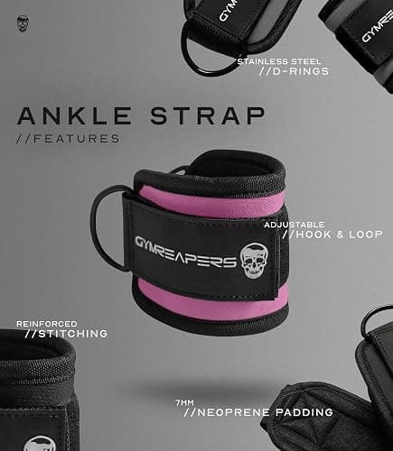 Gymreapers Ankle Straps For Cable Machine Kickbacks, Glute Workouts, Lower Body Exercises - Adjustable Leg Straps with Neoprene Padding thumbnail 7
