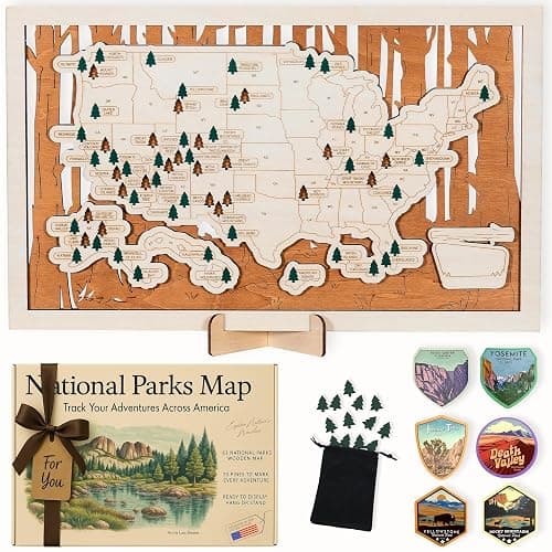 National Parks Map – USA Travel Tracker with Checklist, Pins & Stickers – Adventure Gift for Park Lovers, Couples & Families, Bucket List Wall Art Decor - Image 1