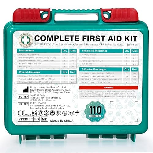 General Medi 110 Pieces Small First Aid Kit - HardCase First Aid Box - Contains Premium Medical Supplies for Travel, Home, Office, Vehicle, Camping, Workplace & Outdoor thumbnail 8